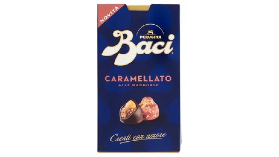 BACI PERUGINA Caramellato alle Mandorle Cioccolatini Fondenti ripieni al Gianduia Scatola 200g