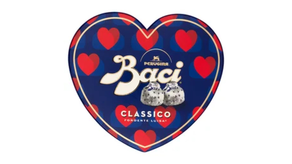 BACI PERUGINA Classico Cioccolatini Fondenti ripieni al Gianduia Scatola Cuore San Valentino 100g