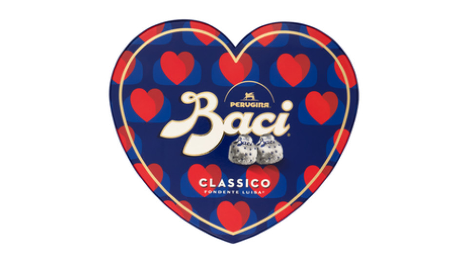 BACI PERUGINA Classico Cioccolatini Fondenti ripieni al Gianduia Scatola Cuore San Valentino 150g