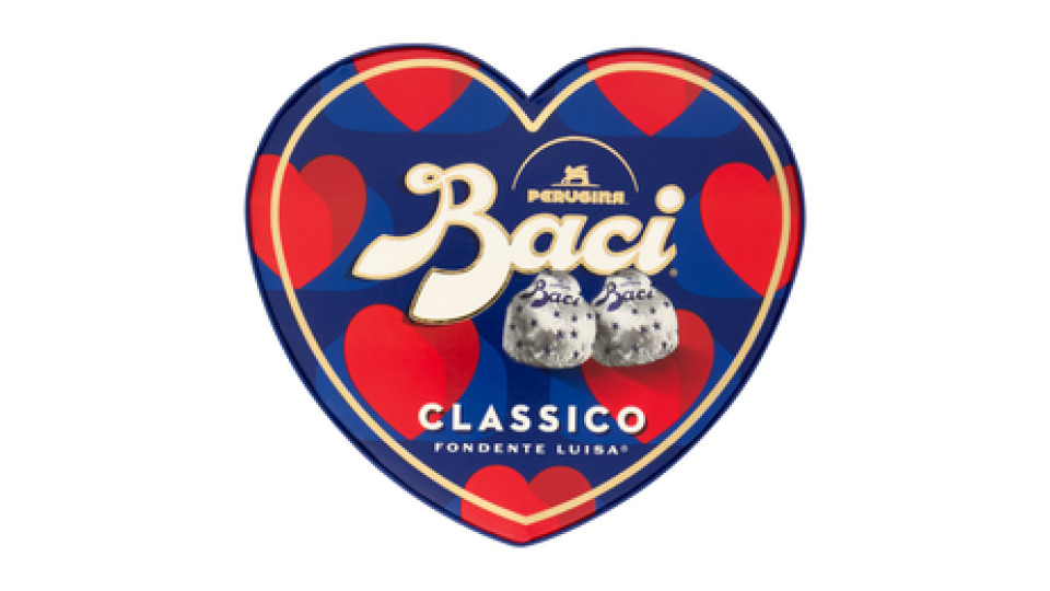 BACI PERUGINA Classico Cioccolatini Fondenti ripieni al Gianduia Scatola Cuoricino San Valentino 50g