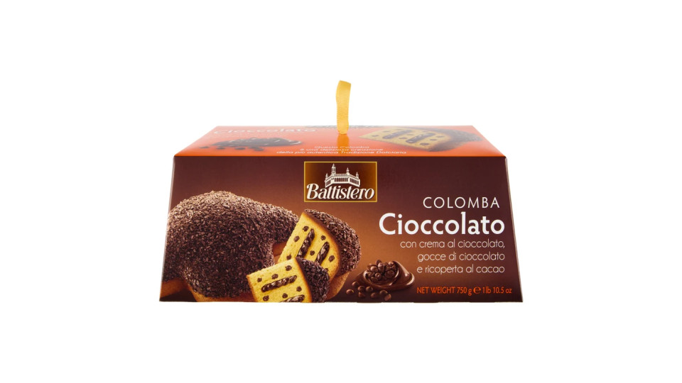 Battistero Colomba Cioccolato con crema al cioccolato, gocce di cioccolato e ricoperta al cacao 750g