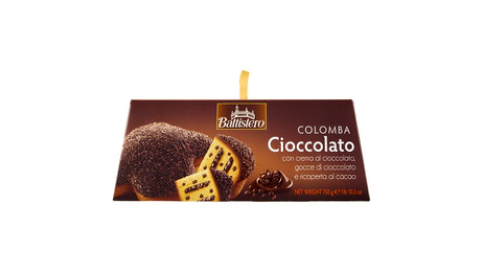 Battistero Colomba Cioccolato con crema al cioccolato, gocce di cioccolato e ricoperta al cacao 750g