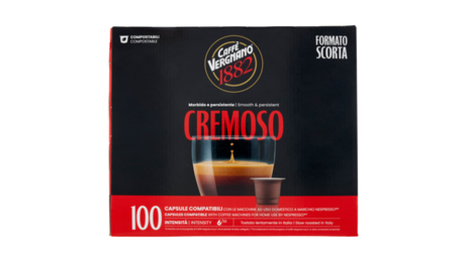 Caffè Vergnano 1882 Cremoso Capsule Compatibili Nespresso* 100 x 5 g