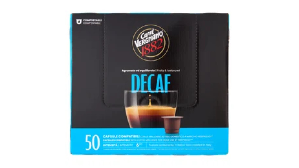 Caffè Vergnano 1882 Decaf Capsule Compatibili Nespresso* 50 x 5 g