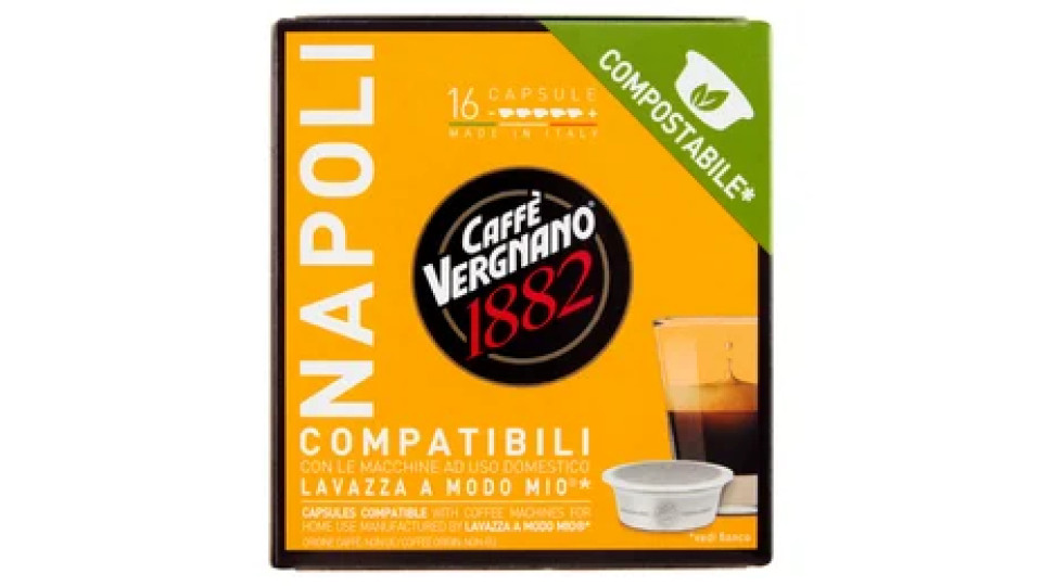 Caffè Vergnano 1882 Napoli Compostabile** Capsule Compatibili Lavazza a Modo Mio* 16 x 7,5 g