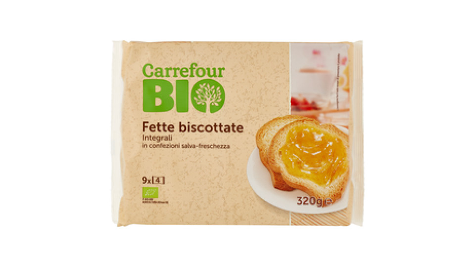 Carrefour Bio Fette Biscottate Integrali 9 Monoporzioni 320 g