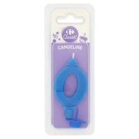 Carrefour Classic Candelina Numero 0 Azzurra con supporto