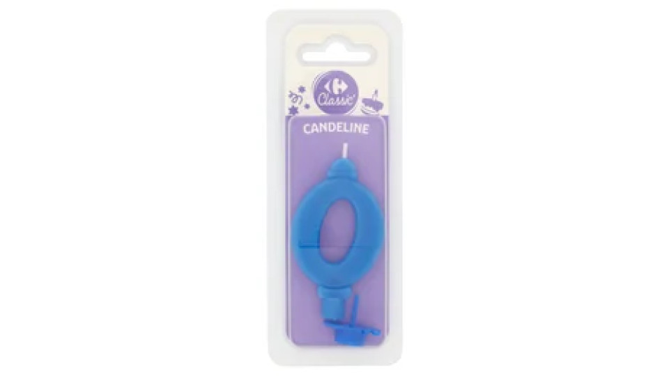 Carrefour Classic Candelina Numero 0 Azzurra con supporto