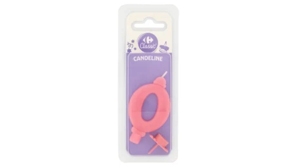 Carrefour Classic Candelina Numero 0 Rosa con supporto