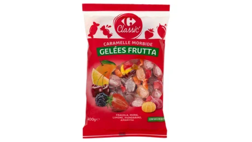 Carrefour Classic Caramelle Morbide Geleés Frutta Fragola, Mora, Limone, Mandarino, Amarena 400 g