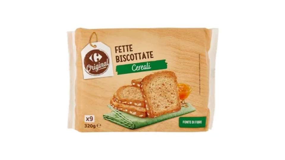 Carrefour Original Fette Biscottate Cereali 9 Monoporzioni 320 g