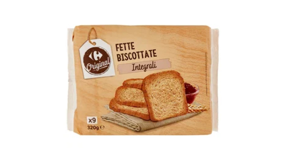 Carrefour Original Fette Biscottate Integrali 9 Monoporzioni 320 g