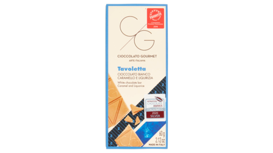 Cioccolato Gourmet Tavoletta Cioccolato Bianco Caramello e Liquirizia 60 g