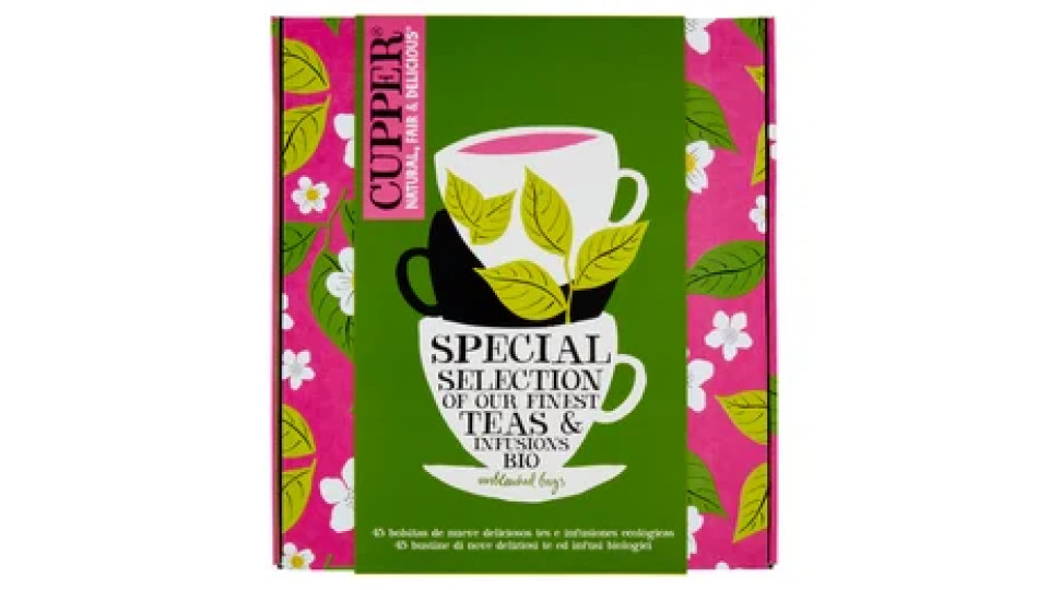 CUPPER Collection Tè e Tisane Bio Fairtrade Cofanetto Assortito di 9 Tè e Infusi, 45 bustine 86,75 g