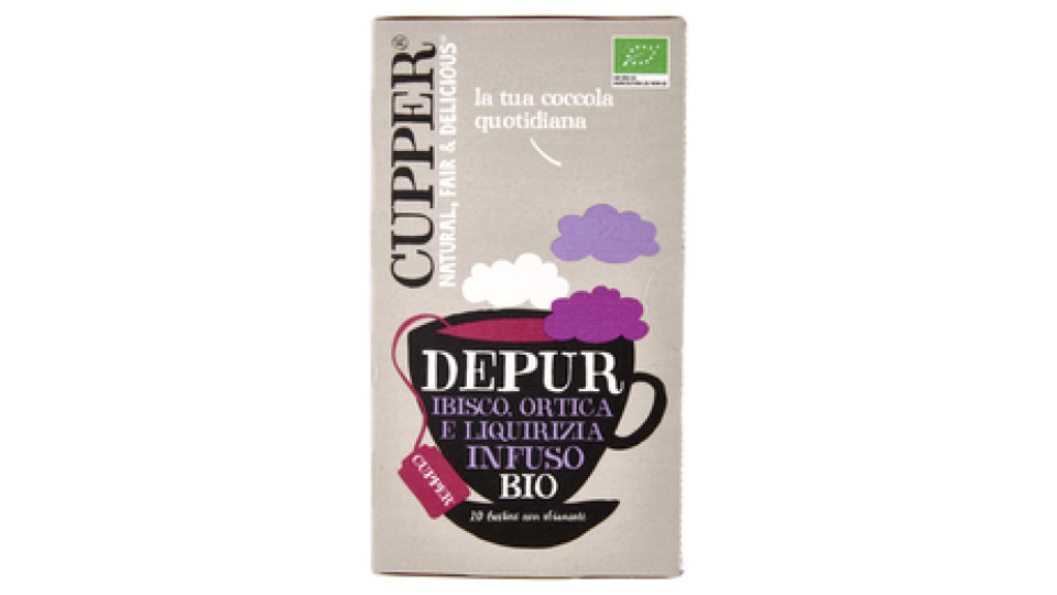 CUPPER Depur Infuso Biologico con Ibisco, Ortica e Liquirizia, Tisana Depurativa, 20 Bustine 40 g