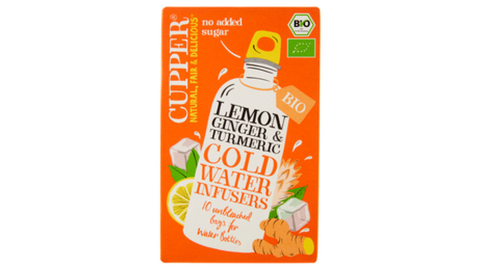 CUPPER Infuso a freddo Biologico di Limone, Zenzero e Curcuma 10 bustine