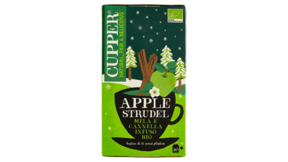 CUPPER Infuso Biologico Apple Strudel, Tisana Natalizia con Mela e Cannella, 20 Bustine 50 g