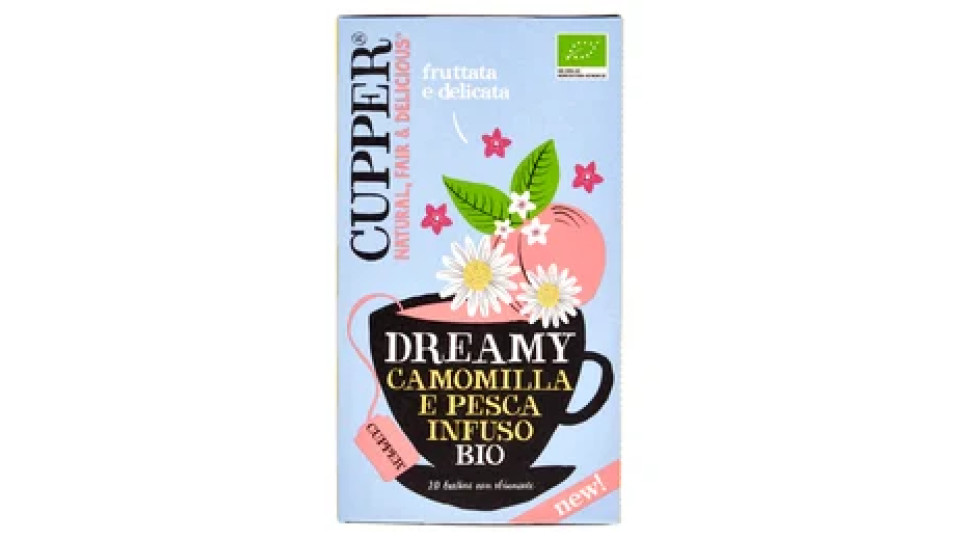 CUPPER Infuso Biologico Camomilla e Pesca, Tisana Rilassante Fruttata e Delicata, 20 Bustine 30 g