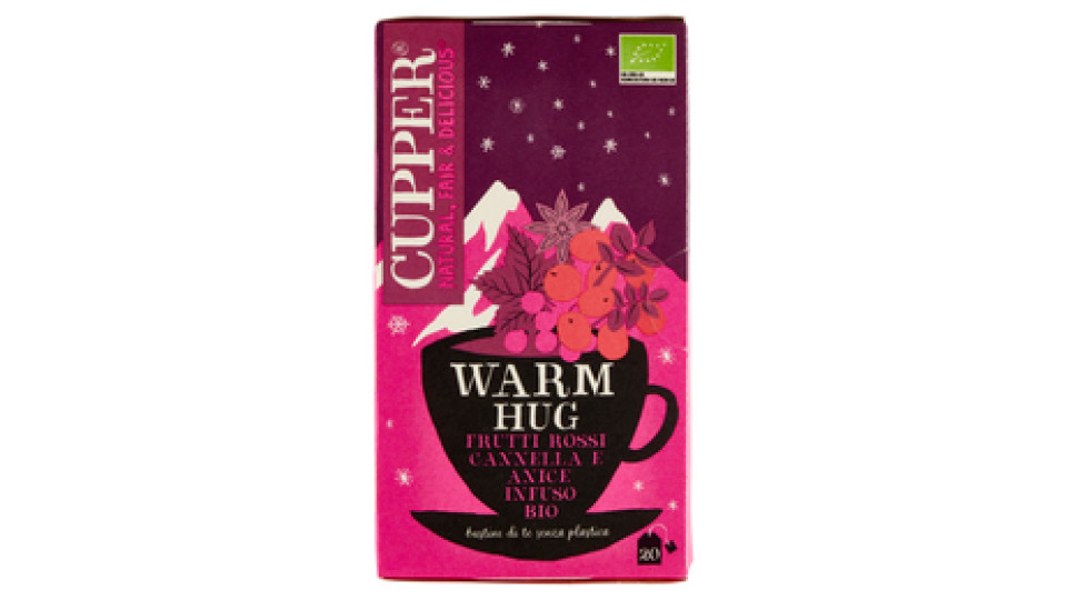 CUPPER Infuso Biologico Warm Hug, Tisana Natalizia con Frutti Rossi Cannella e Anice 20 Bustine 40g