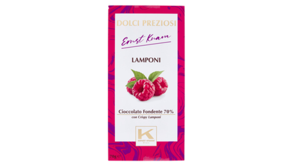 Dolci Preziosi Ernst Knam Tavoletta Cioccolato Fondente 70% con Crispy Lamponi 70g