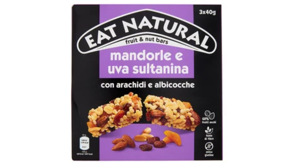 Eat Natural mandorle e uva sultanina con arachidi e albicocche 3 x 40 g