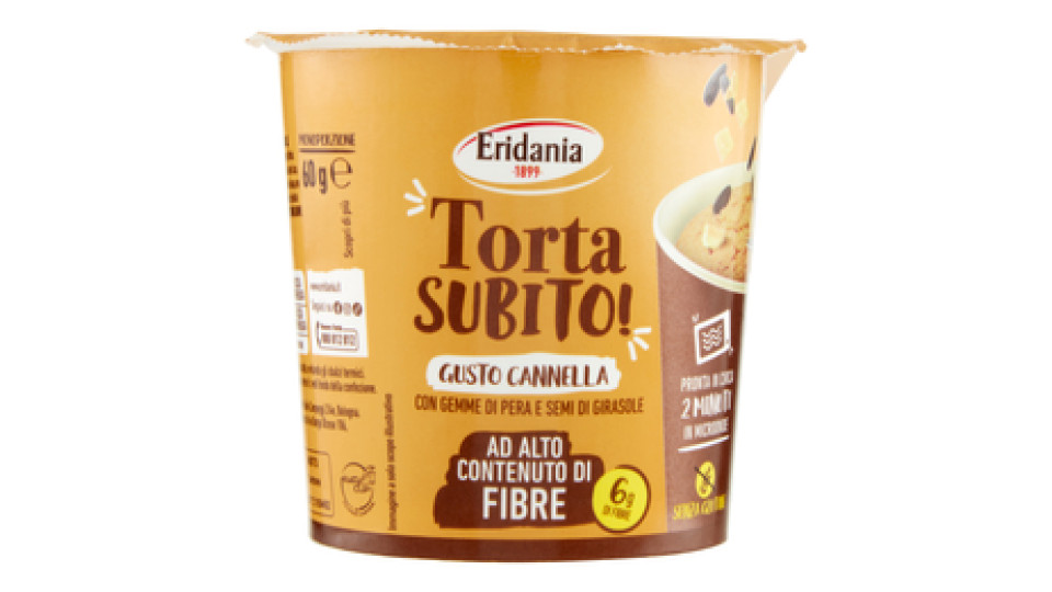 Eridania Torta Subito! Gusto Cannella con Gemme di Pera e Semi di Girasole 60 g