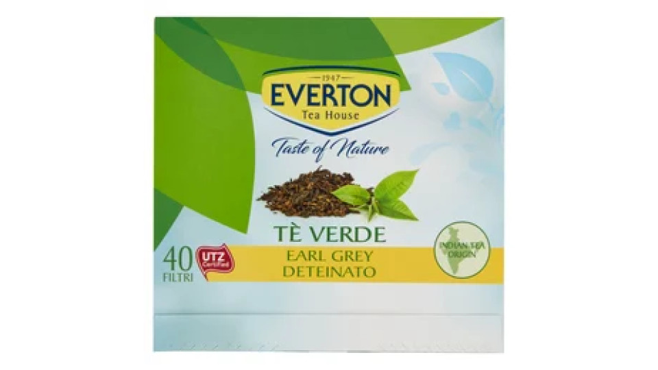 Everton Taste of Nature Tè Verde Earl Grey Deteinato 40 x 1,4 g