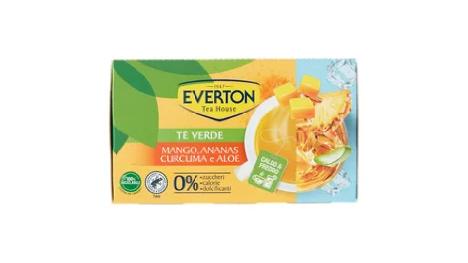 Everton Tè Verde Mango, Ananas, Curcuma e Aloe 16 x 2,5 g