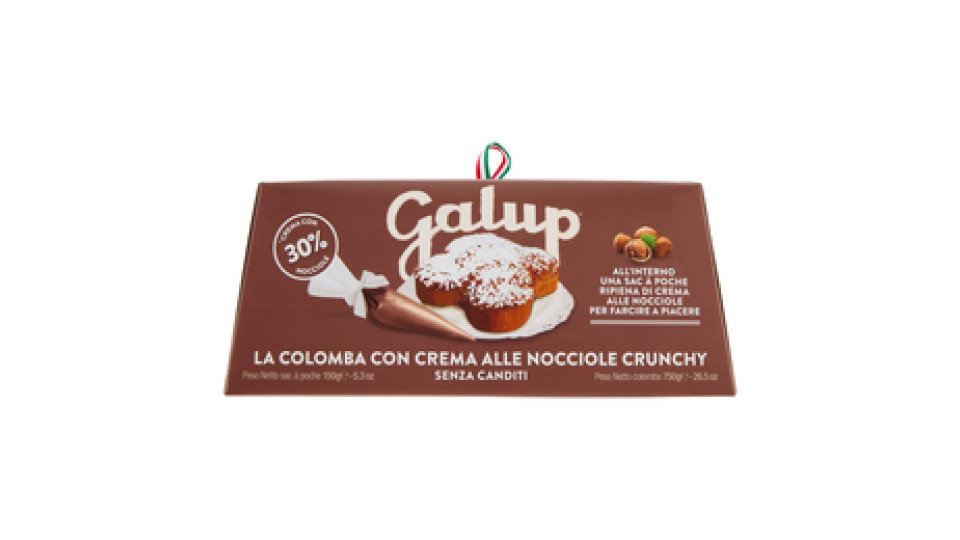 Galup la Colomba con Crema alle Nocciole Crunchy Senza Canditi 750 g + sac à poche 150 g
