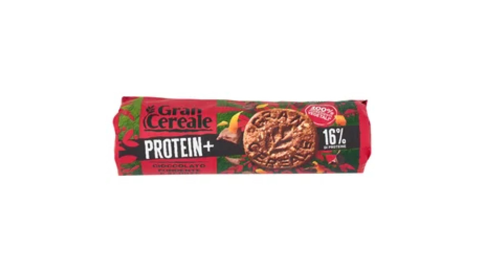 Gran Cereale Protein + Biscotti con 16% di Proteine, Cioccolato Fondente e Scorze d'Arancia 250g