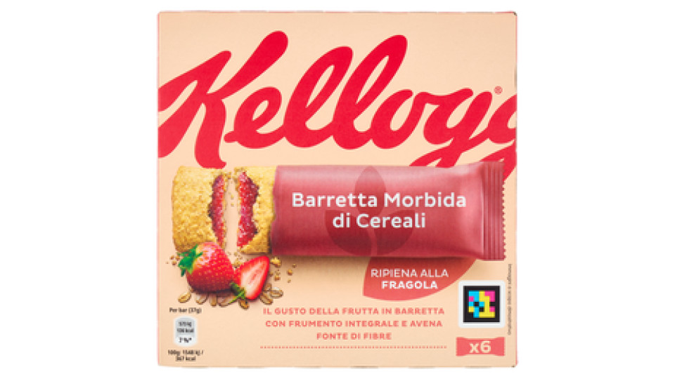 Kellogg's Barretta Morbida di Cereali Ripiena alla Fragola 6 x 37 g