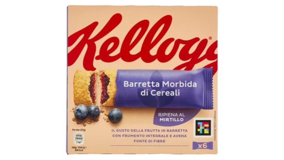 Kellogg's Barretta Morbida di Cereali Ripiena al Mirtillo 6 x 37 g