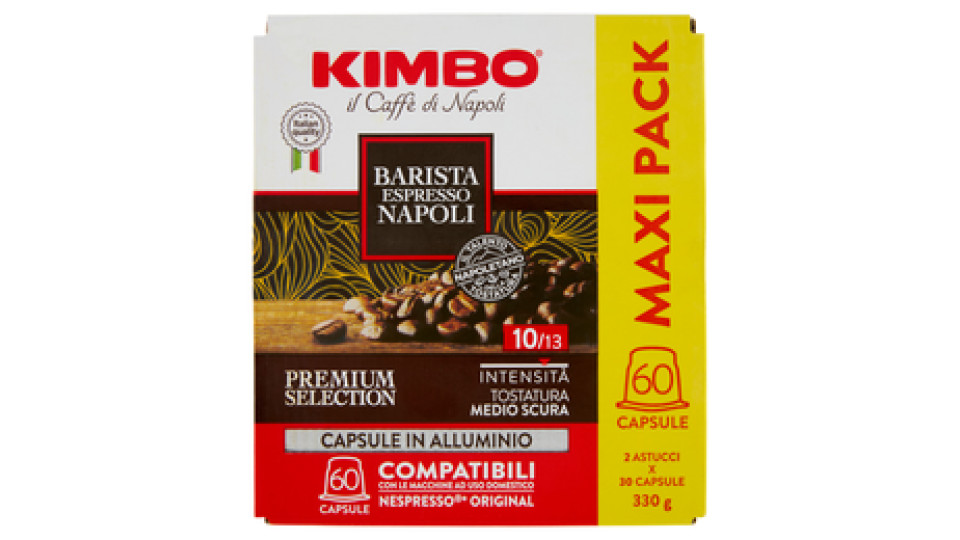 Kimbo Barista Espresso Napoli Capsule Compatibili con le Macchine Nespresso* Original 60 Caps 2x165g