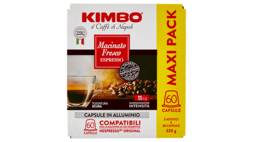 Kimbo Macinato Fresco Espresso Capsule Compatibili con le Macchine Nespresso* 2 x 165 g
