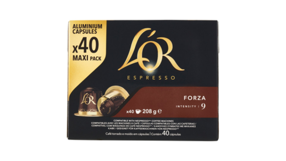 L'Or Espresso Forza 9- 40 Capsule Caffè Compatibili con Macchine Nespresso*® Original 208g