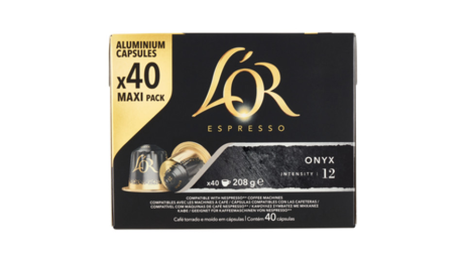 L'Or Espresso Onyx 12- 40 Capsule Caffè Compatibili con Macchine Nespresso*® Original 208g