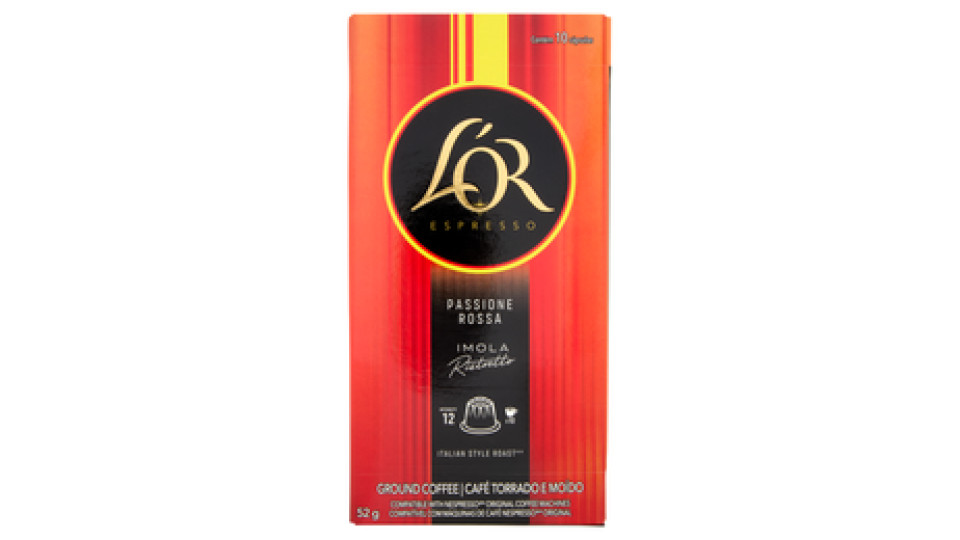 L'OR Passione Rossa Imola 12- 10 Capsule Caffè Compatibili con Macchine Nespresso*® Original 52g