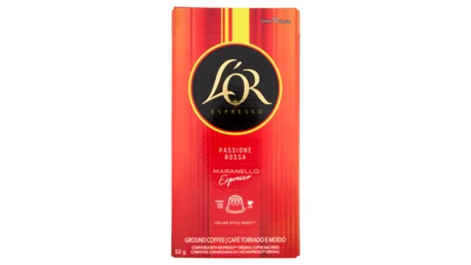 L'OR Passione Rossa Maranello 10- 10 Capsule Caffè Compatibili con Macchine Nespresso*® Original 52g