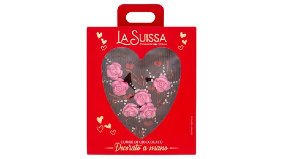 La Suissa Cuore di Cioccolato Decorato a mano 250 g