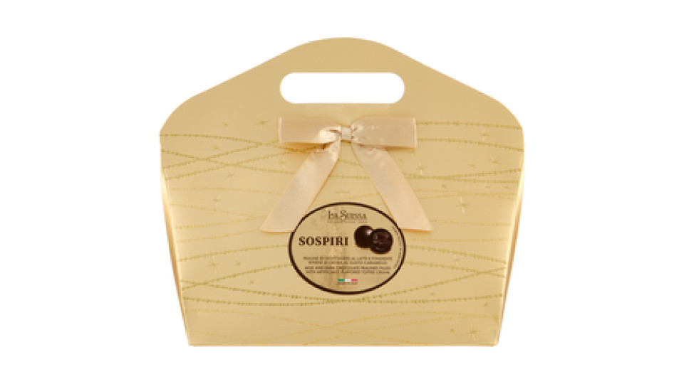 La Suissa Sospiri Praline di Cioccolato al Latte e Fondente Ripiene di Crema al Gusto Caramello 140g