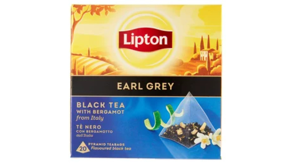 Lipton Earl Grey Tè Nero con Bergamotto 20 Pyramid Teabags 32 g