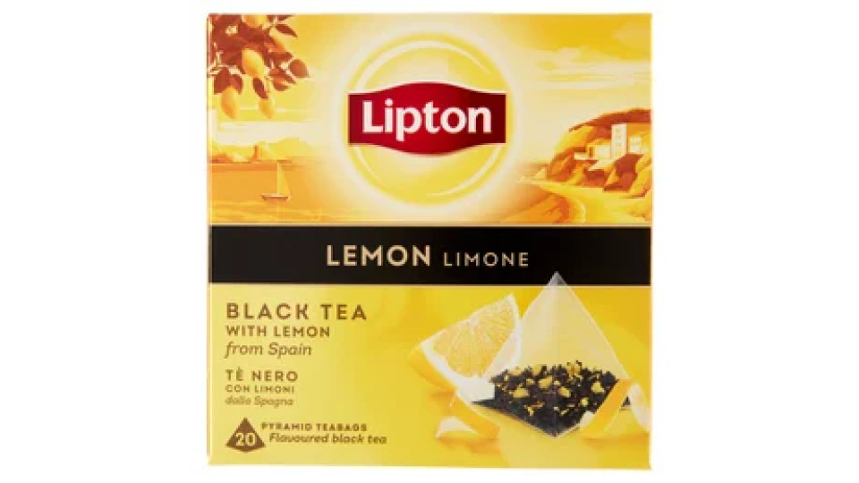 Lipton Limone Tè Nero con Limoni 20 Pyramid Teabags 34 g