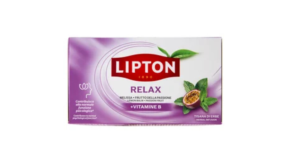 Lipton Relax Melissa, Frutto della Passione + Vitamine B Tisana di Erbe 17 x 1,9 g