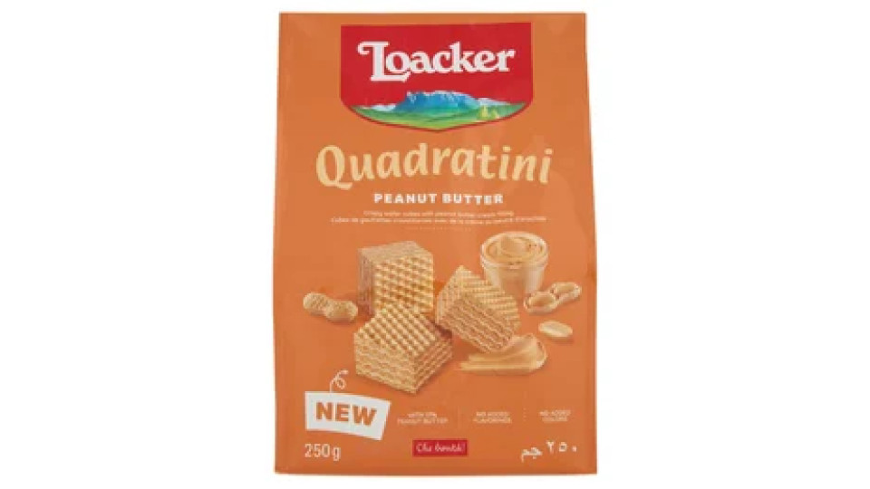 Loacker Quadratini Peanut Butter Wafer con crema al burro di arachidi Wafers 250g