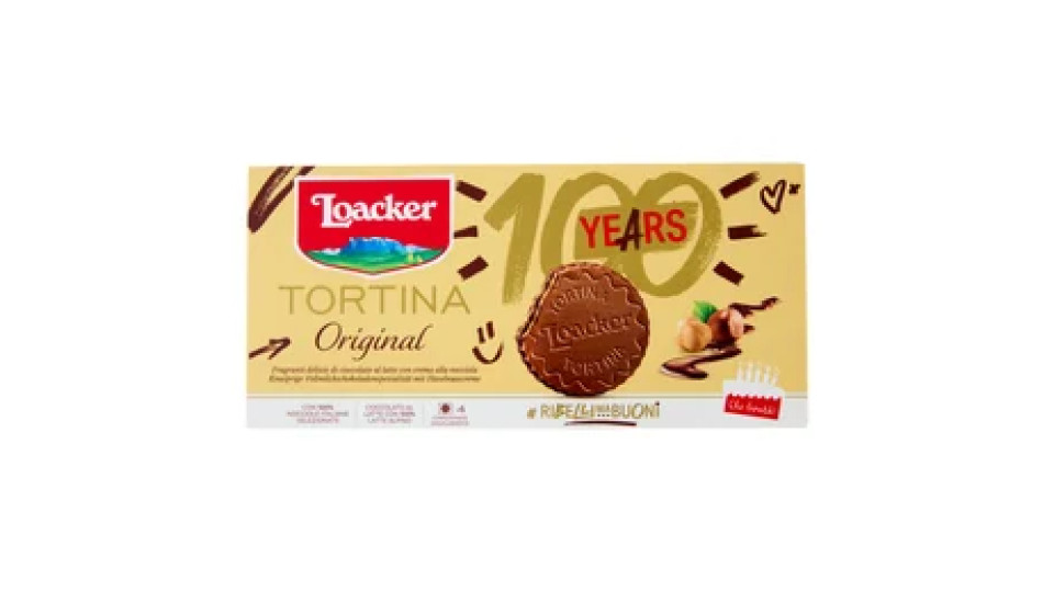 Loacker Tortina Original Wafer ricoperto di Cioccolato al Latte con crema di Nocciole Italiane 21gx6