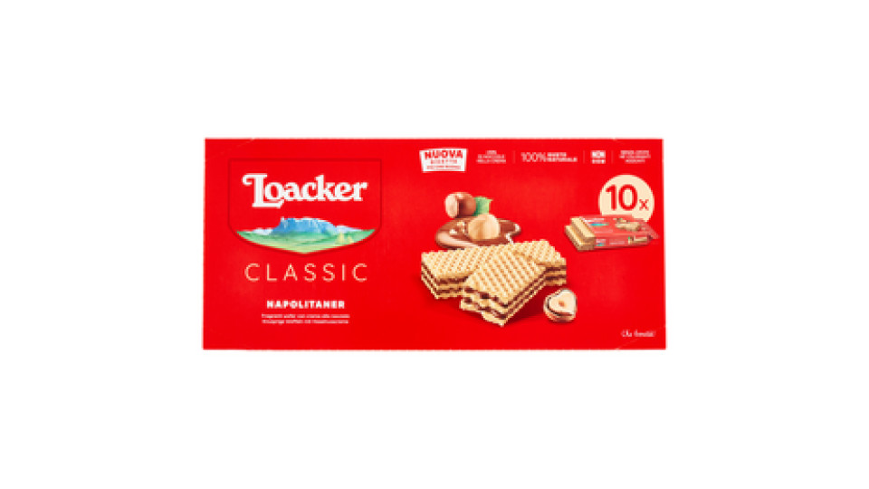 Loacker Wafer Classic Napolitaner con crema alle nocciole 100% italiane tostate wafers 45gx10