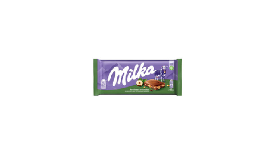 Milka Nocciola, Tavoletta di Cioccolato al Latte con Nocciole Spezzate, Latte 100% Alpino, Cacao Sostenibile Tavoletta 90 g