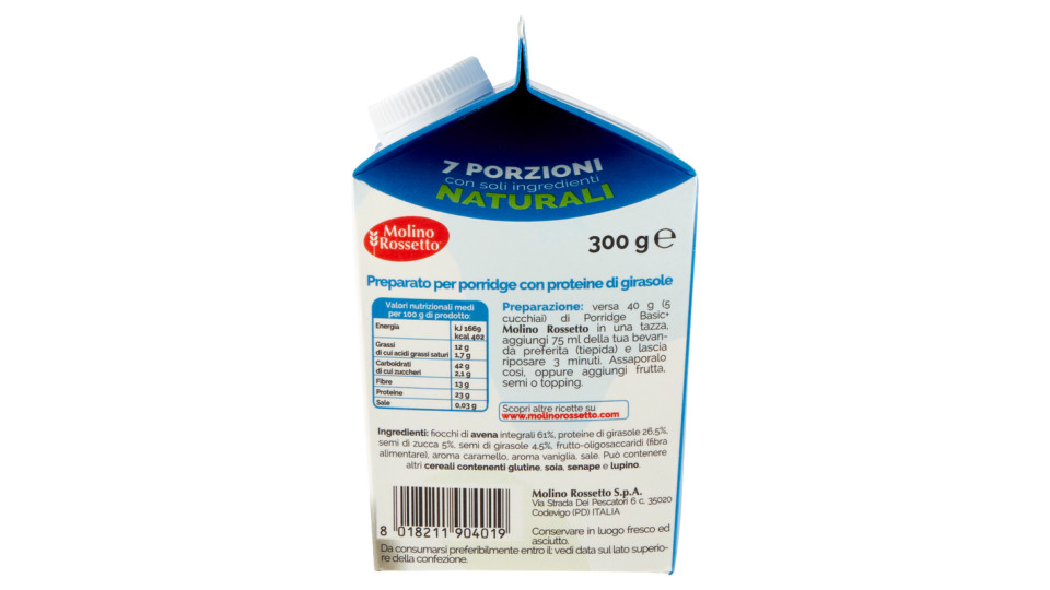 Molino Rossetto Pro+ Porridge Proteico Basic + con semi di zucca e girasole 300 g