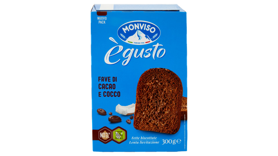 Monviso ègusto Fave di cacao e cocco Fette biscottate 300g