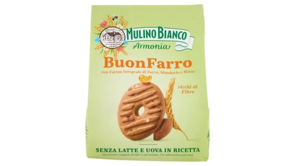 Mulino Bianco Armonia Buonfarro Biscotti Farro Mandorle Miele Senza Latte e Uova 270g